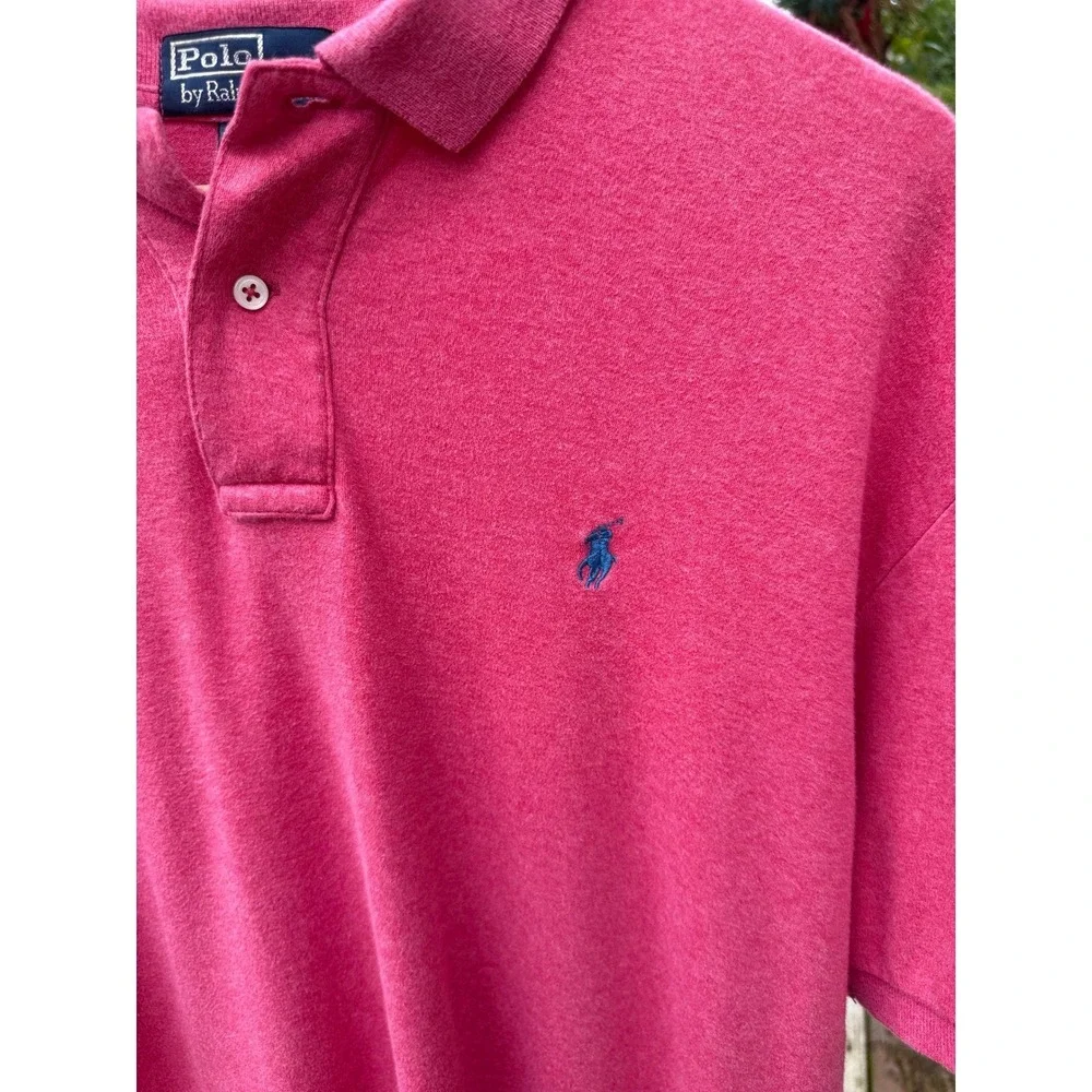 Polo Ralph Lauren Mens Shirt Large Raspberry Cotton‎ Short Sleeve Pony Logo
